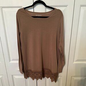 CW Classics Lace Tunic Shirt Tan Size M